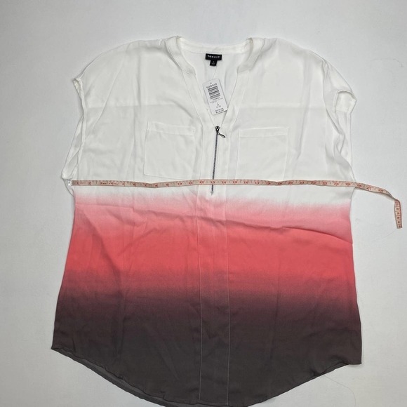 Torrid Pink Gray Ombre Dip Dye Georgette Blouse Women's Size 1/1X - Picture 4 of 8